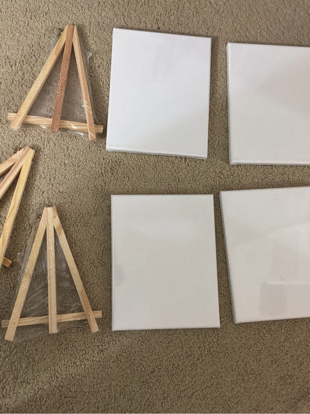 Blank Canvas and Mini Wood Easel Set - Natural Wood - Picture 2 of 4